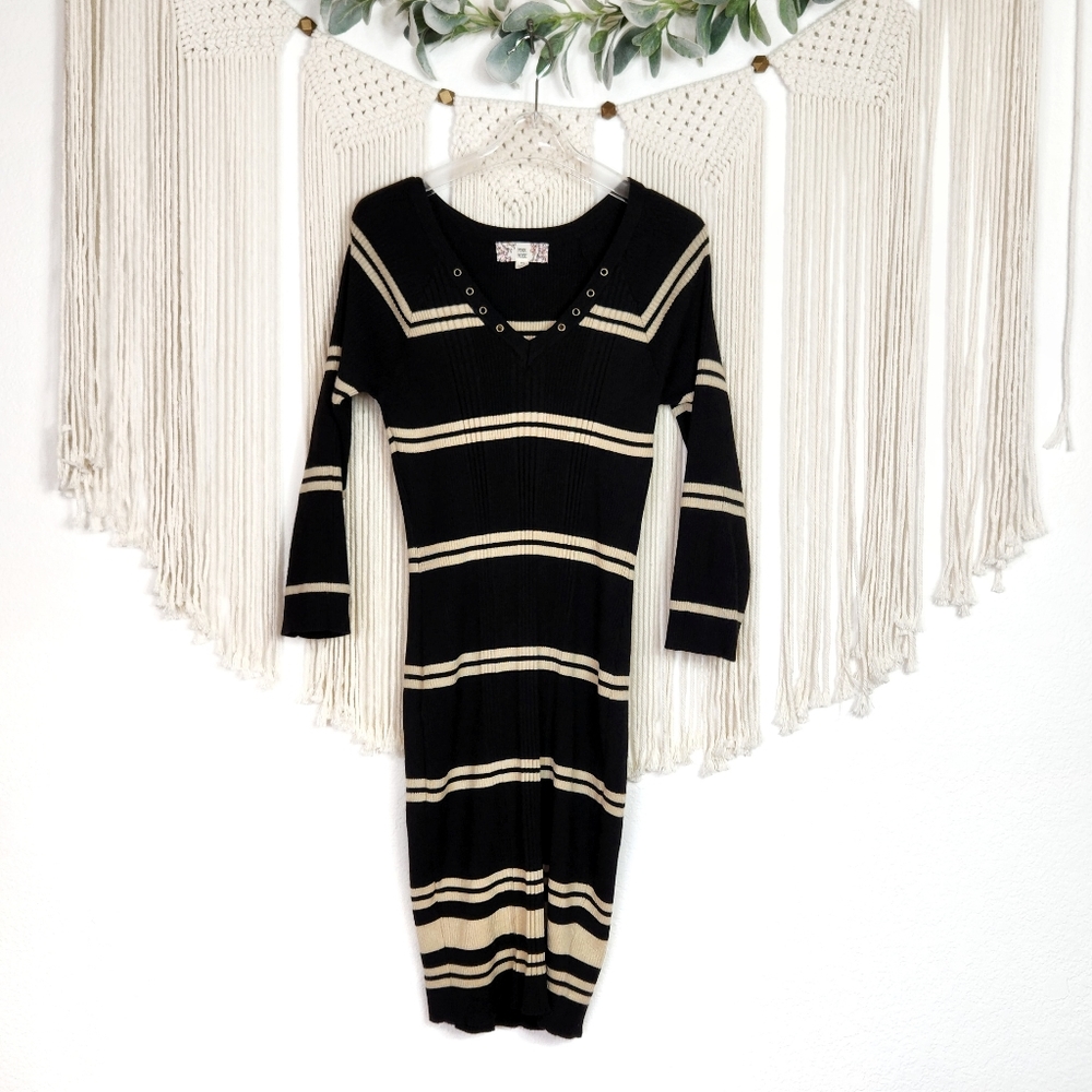 Pink Rose Striped Sweater Dress,  Sz XL